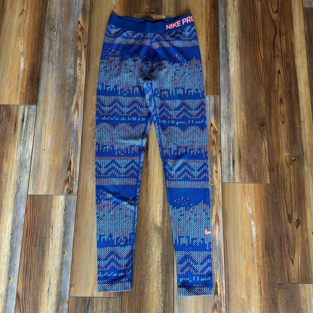 Nike pro blue leggings size small